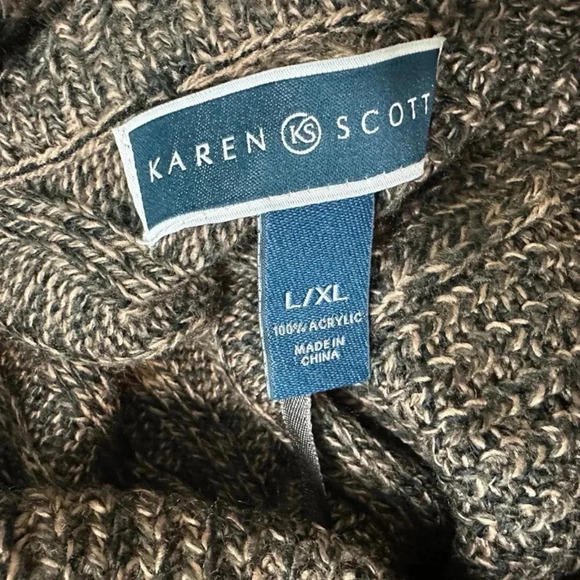 Karen Scott Womens L/XL Brown Marled Shawl Collar Button Placket Kni… - Picture 7 of 7